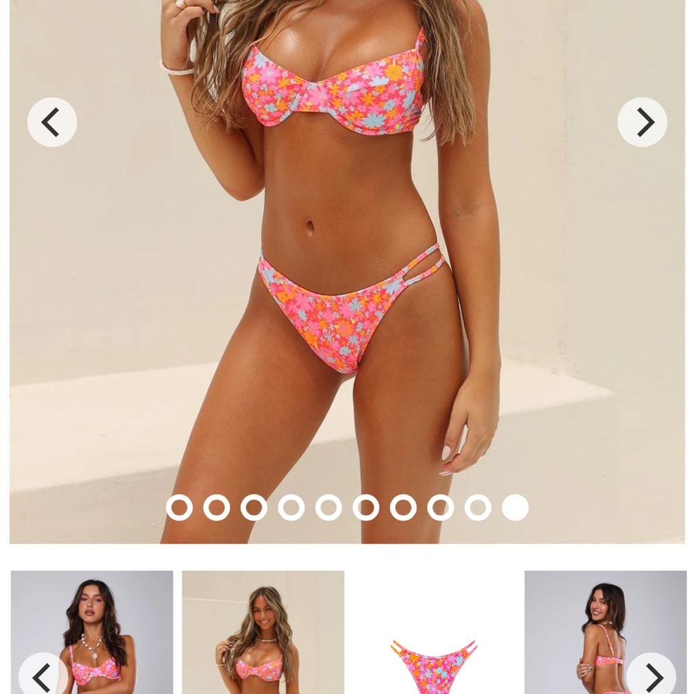 Kulani Kinis Raspberry Rose Twin Strap Cheeky Bikini Bottoms - Size Small 
NEW - Picture 2 of 6